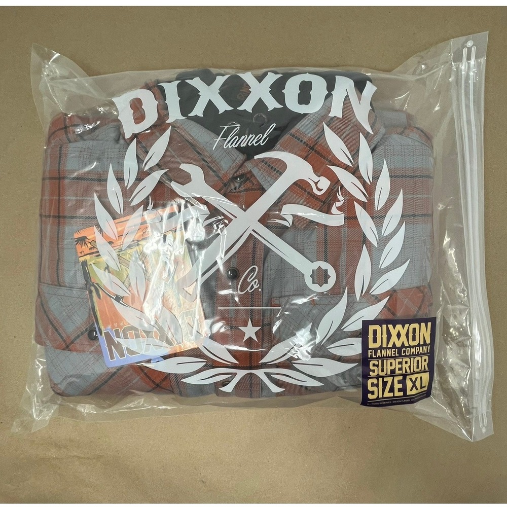 DIXXON FLANNEL Superior Hooded Flannel Jacket Mens XL Orange Plaid Snap Front - Picture 5 of 7